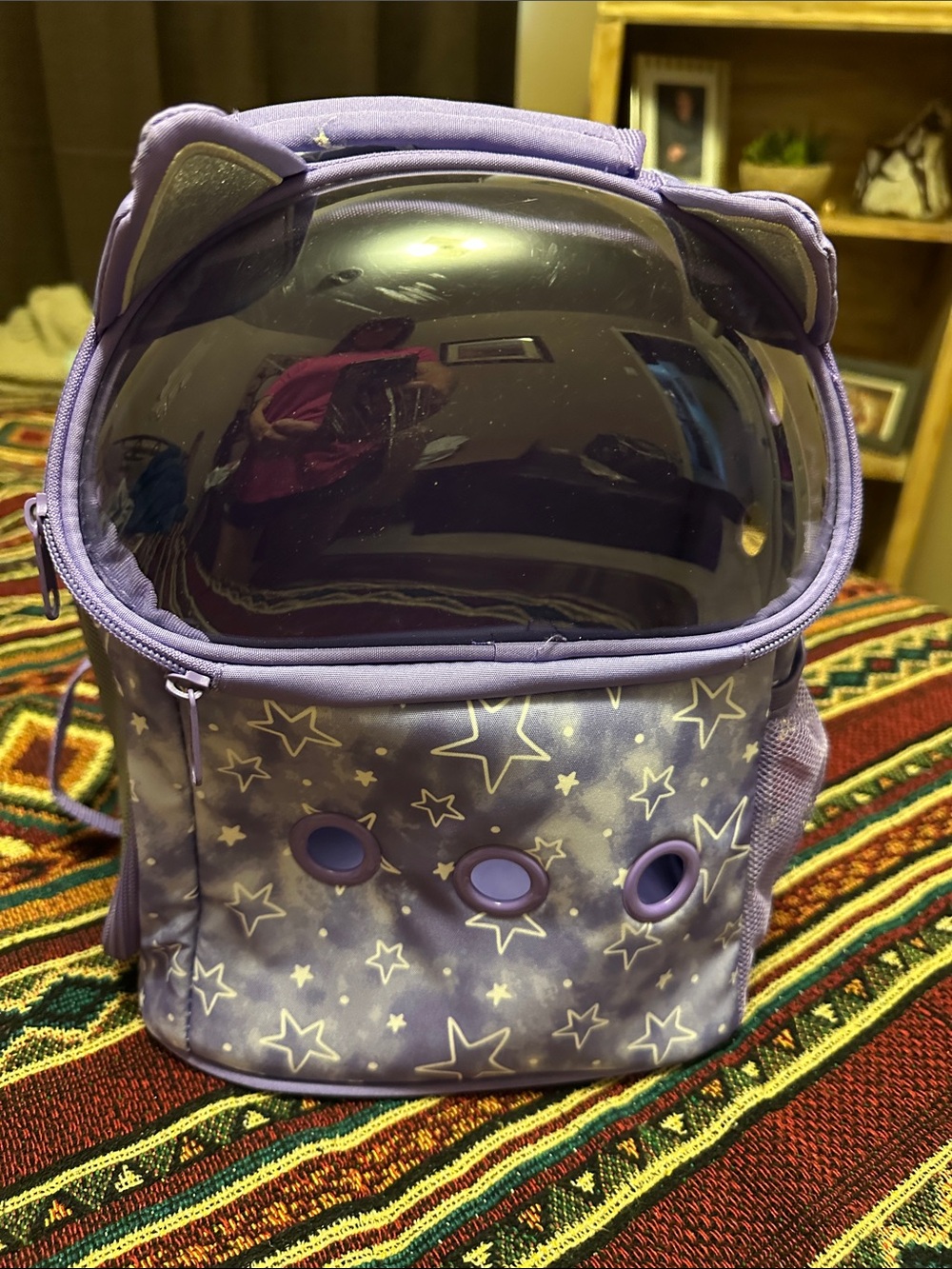 Purple Star-Print Kids Bubble Pet Carrier Backpack